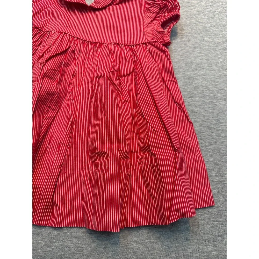 Vintage 80s Clicastro & Co Red Pinstripe Baby Dress Bloomers Set 12-18M USA